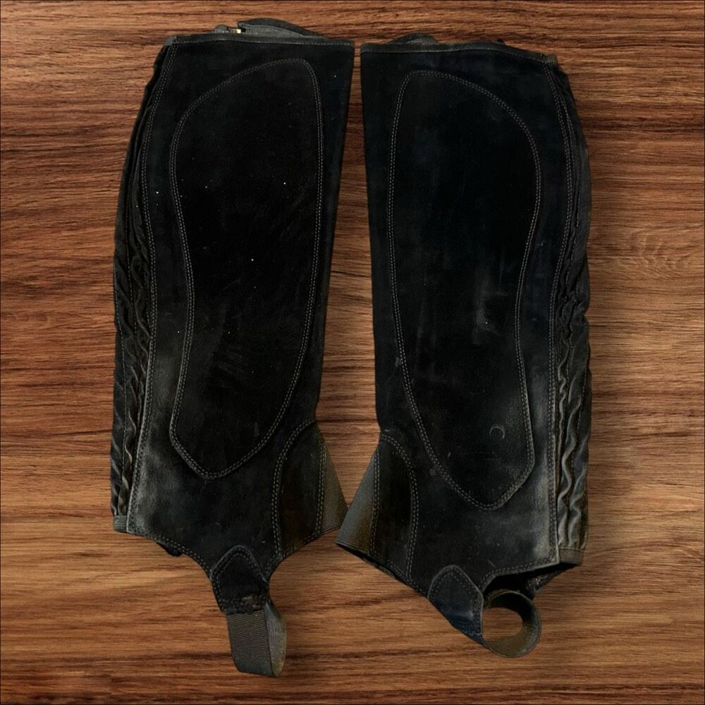 Ariat All Around II Suede Leather Half Chaps Black Equestrian Size MT - Picture 2 of 12